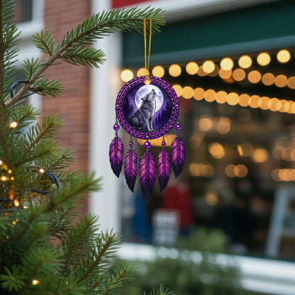 Howling Wolf - Purple Dreamcatcher Moon - Unique Christmas Gift Decor Flat Acrylic