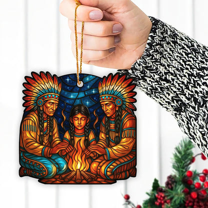 Spirit of the Fire – A Native Family Gathering Ornament Celebrating Heritage, Wisdom, and Warmth