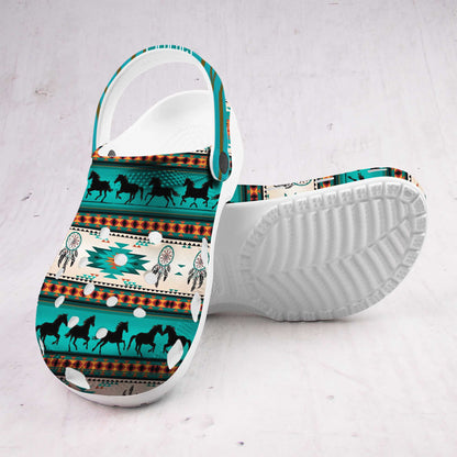 Custom Name Native Horse Pattern Clogs – Dreamcatcher & Tribal Design, Family Gift