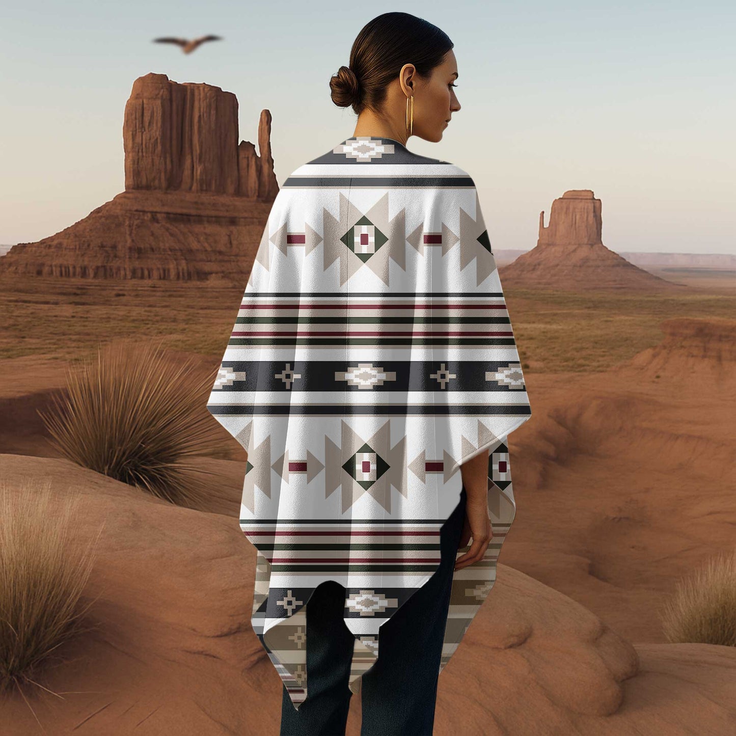 Boho Poncho with Wild Pattern and Native Dreamcatchers
