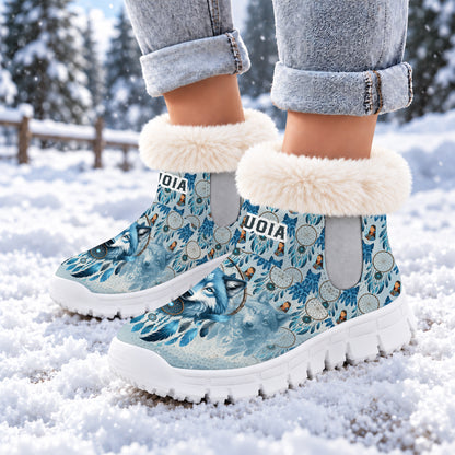 Personalized Snow Boots - Wolf Dreamcatcher Tribal Spirit & Personalized Native Gift