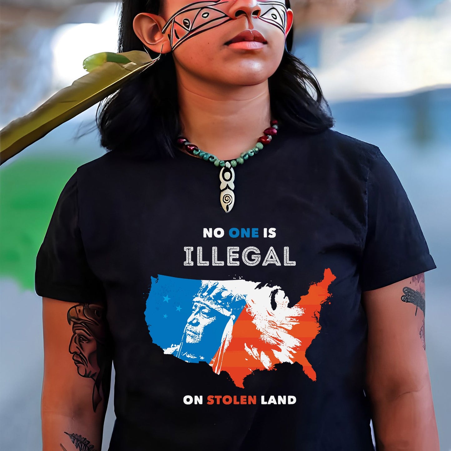NO ONE IS ILLEGAL ON STOLEN LAND. WE WALK ON NATIVE LAND Style 9 - One Sides