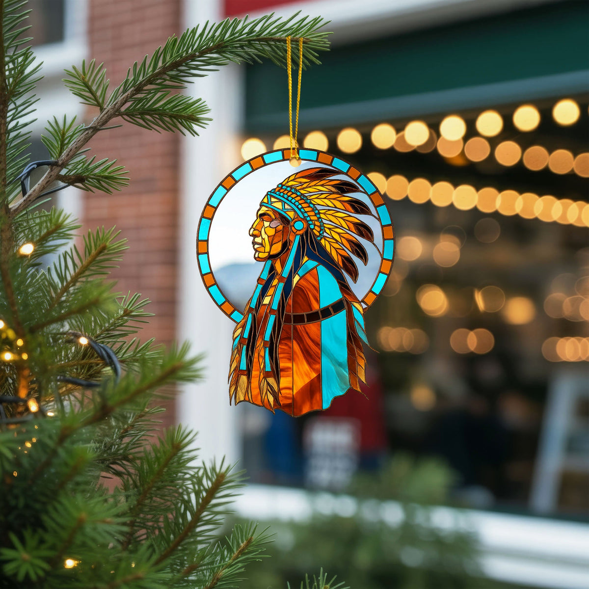 Native American Chief - Tribal Leader Faux Holiday Decor Flat Acrylic