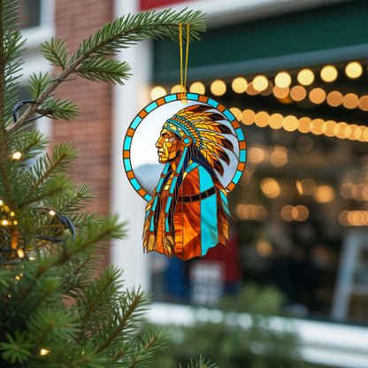 Native American Chief - Tribal Leader Faux Holiday Decor Flat Acrylic