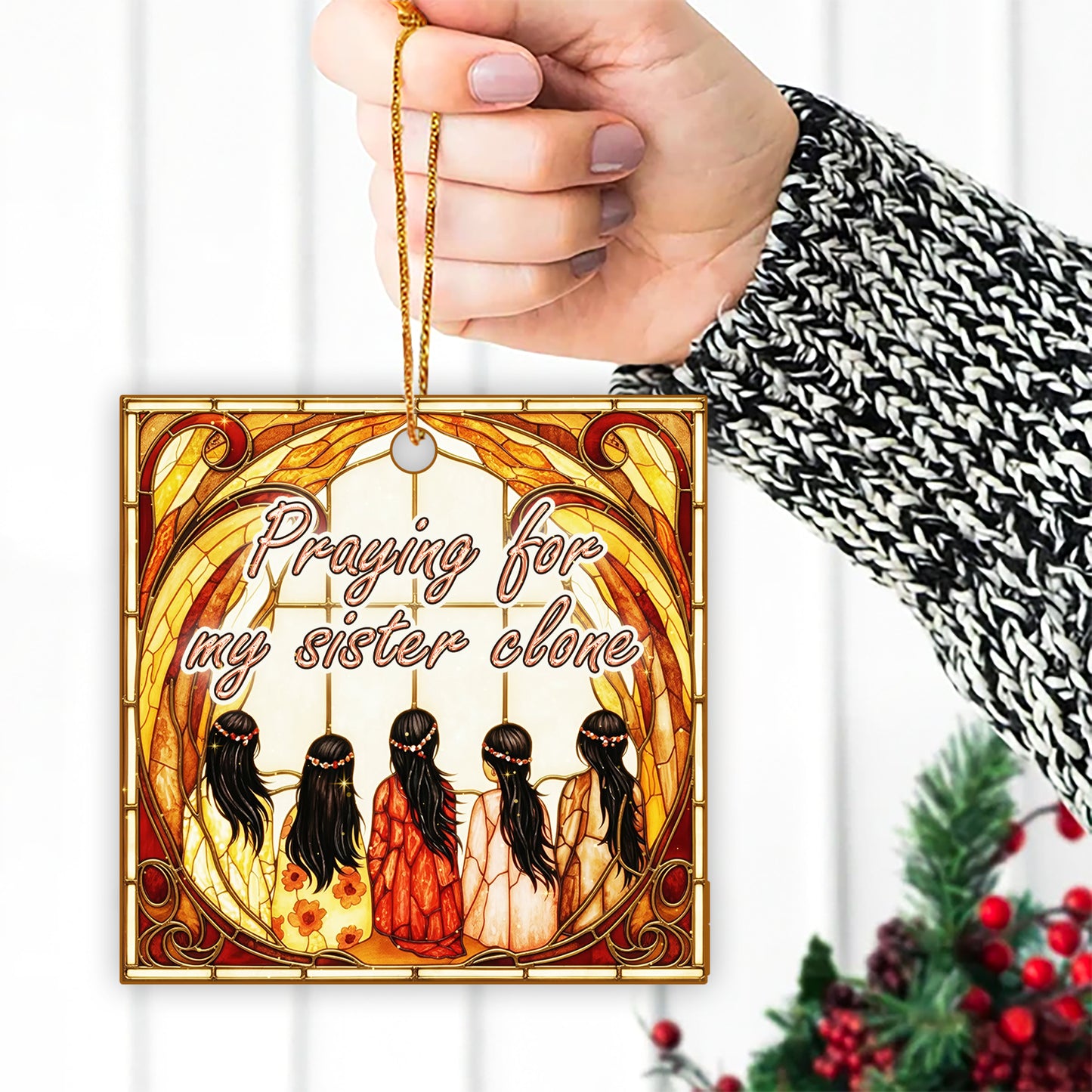Sisters in Spirit – A Beautiful Ornament  Acrylic  Honoring Faith, Hope, and the Power of Family Connection