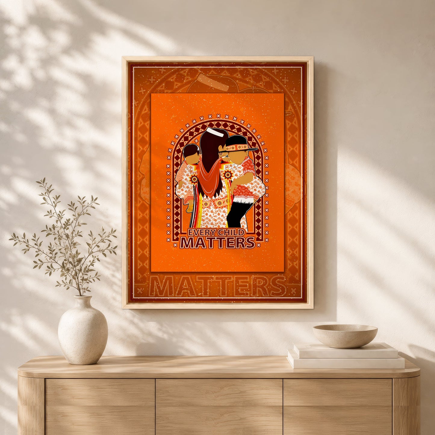 Native American Mother & Children Canvas - Every Child Matters Artwork