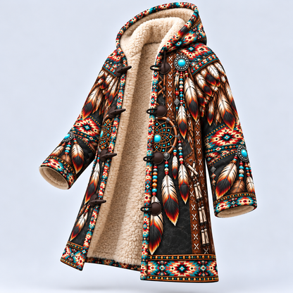 Dream Cloak - Native American Dreamcatcher Feather Turquoise Leather Tribal Heritage Southwestern Geometric Pattern