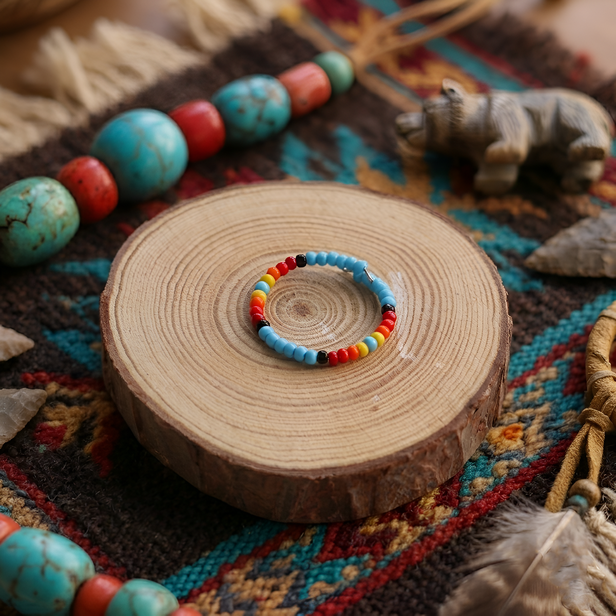 Handmade Beaded Colorful Seed Bead Stackable Rings