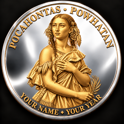 Pocahontas Powhatan Coin, Personalized Name & Year, Native American Heritage Keepsake, Inspirational Quote Gift