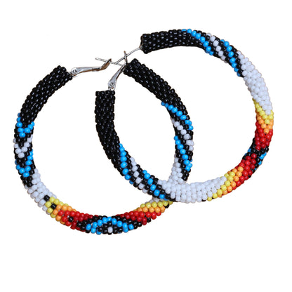 Handmade Black Dusk Pattern Beaded Earrings for Women