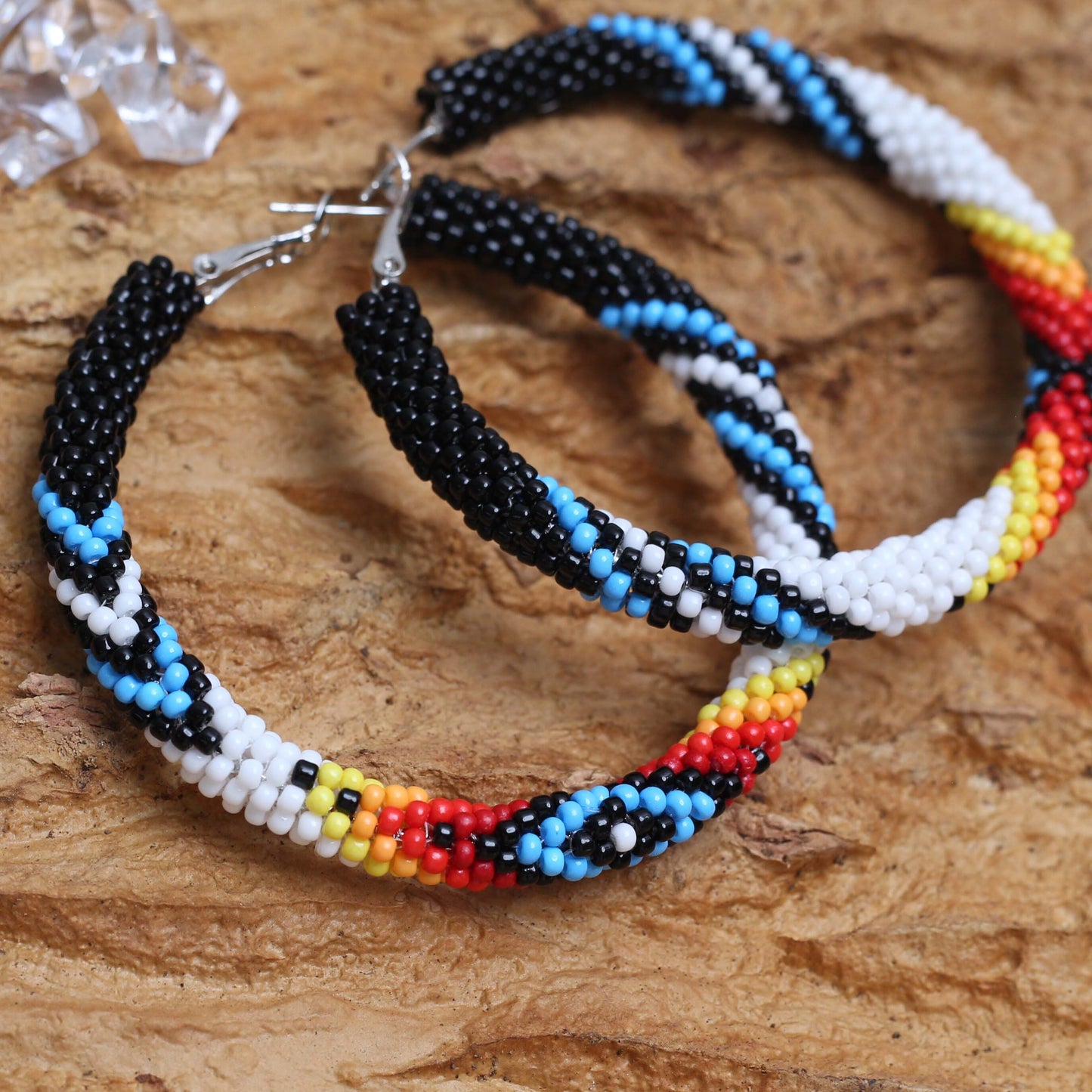 Handmade Black Dusk Pattern Beaded Earrings for Women