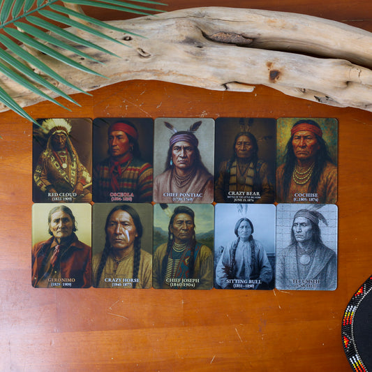 Great Native Chiefs Plastic Card Set (10 Cards) – Premium Two-Sided 2.5"x3.5" - 0.1" Thick Durable Plastic