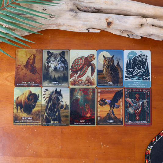 Set of 10 Sacred Animal Plastic Cards – Premium Two-Sided 2.5"x3.5" – 0.1" Thick Durable Plastic