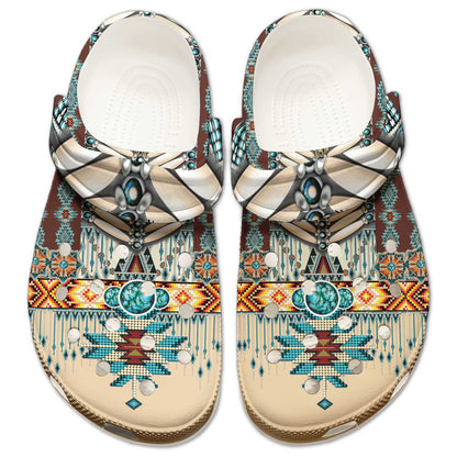 Clogs – Rustic Boho Style with Turquoise Stone & Traditional Patterns