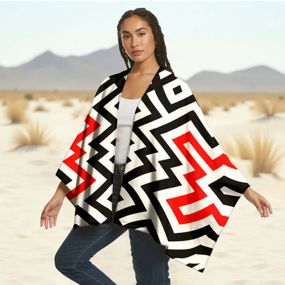 Boho Poncho with Wild Pattern and Native Dreamcatchers