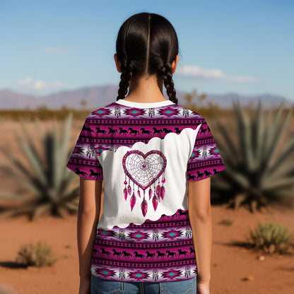 3D T-Shirt " Dreamcatcher Tribal Horse, Feather & Boho Pattern