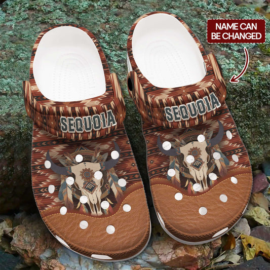Custom Name Buffalo Spirit Clogs – Tribal Western Vibes & Heartfelt Gift for Family