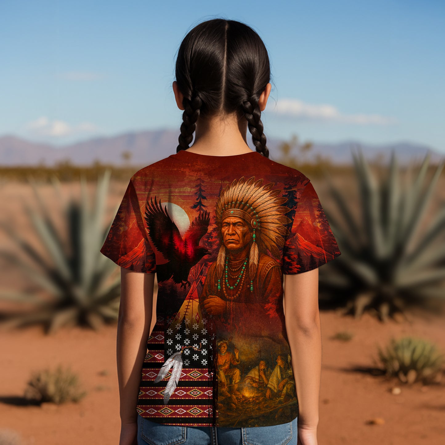 3D T-Shirt  "Echoes of the Ancestors – The Chief Spirit , Honoring Native Roots"