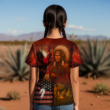 3D T-Shirt  "Echoes of the Ancestors – The Chief Spirit , Honoring Native Roots"