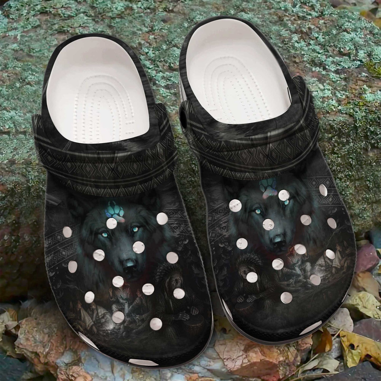 Tribal Wolf Guardian Clogs –  Native Spirit Artwork