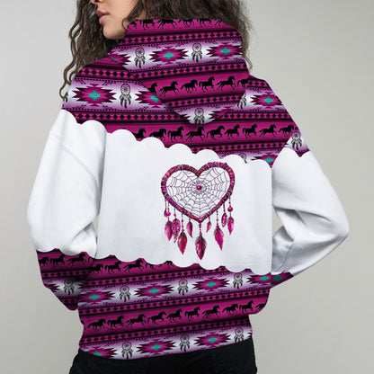 Dreamcatcher Hoodie – Tribal Horse, Feather & Boho Pattern