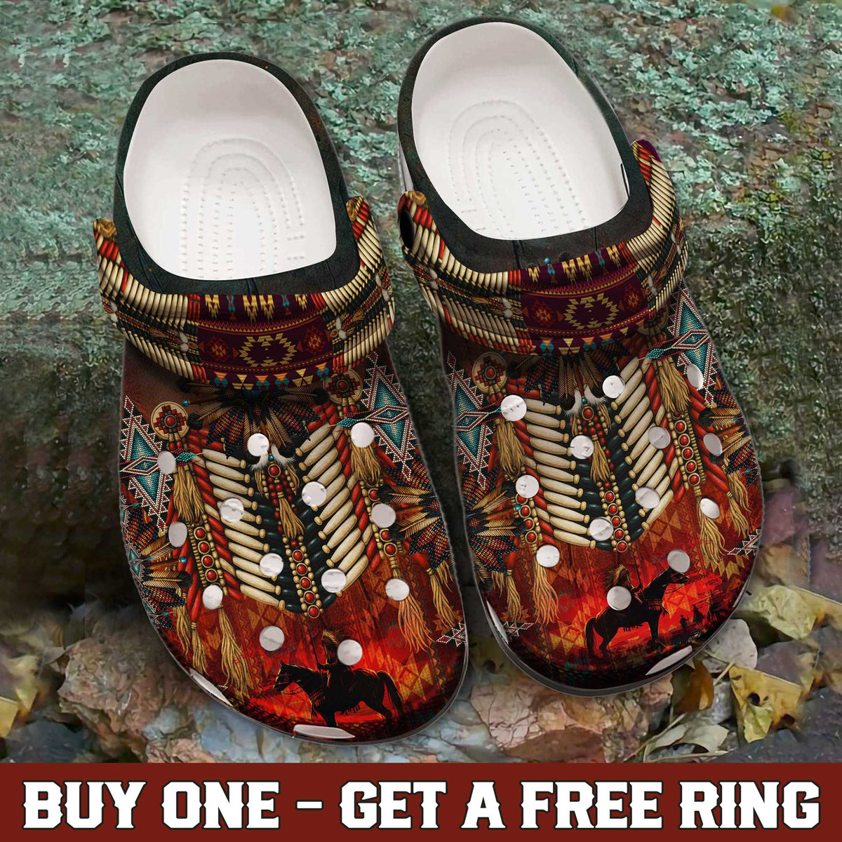 Native American Clogs for Men & Women – Dreamcatcher, Eagle & Horse Tribal Pattern