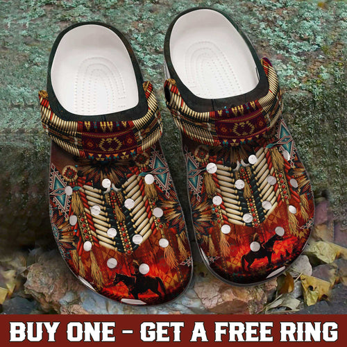 Native American Clogs for Men & Women – Dreamcatcher, Eagle & Horse Tribal Pattern