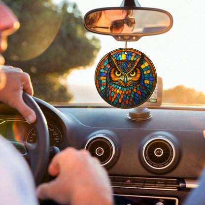Sacred Owl Ornament Acrylic– Vibrant Stained Glass Boho Christmas Gift