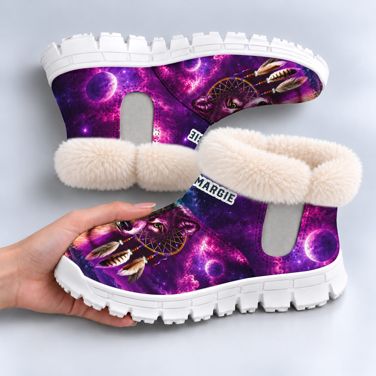 Personalized Snow Boots - Purple Blue Native Style Footwear, Unique Gift for Loved One