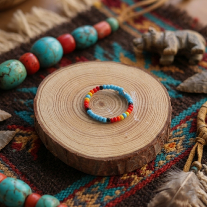 Handmade Beaded Colorful Seed Bead Stackable Rings