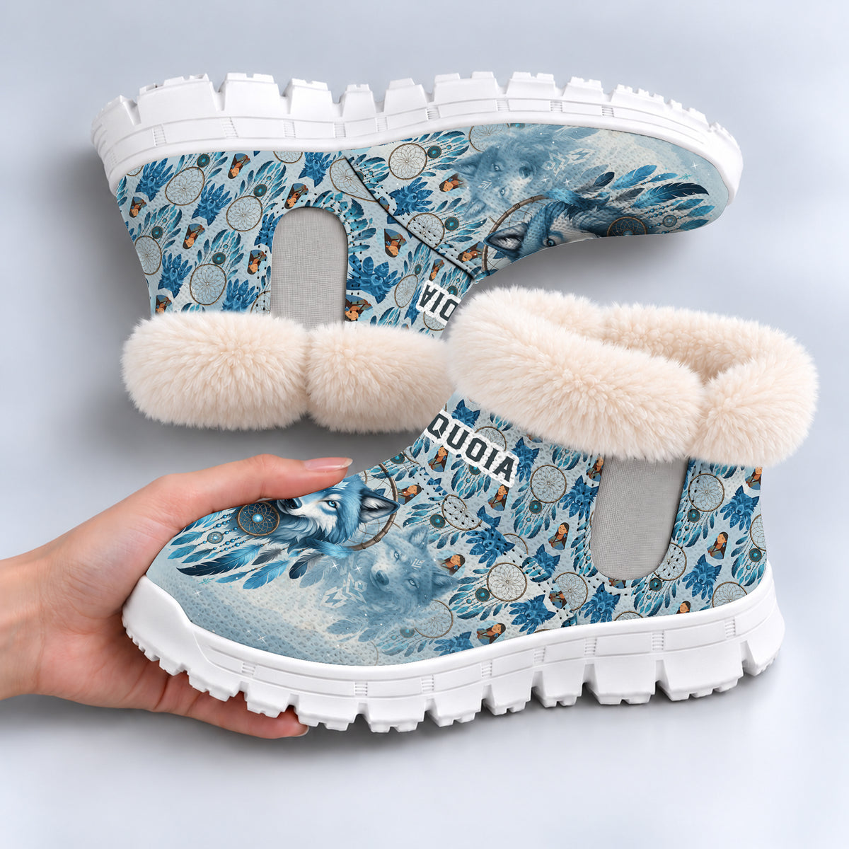 Personalized Snow Boots - Wolf Dreamcatcher Tribal Spirit & Personalized Native Gift
