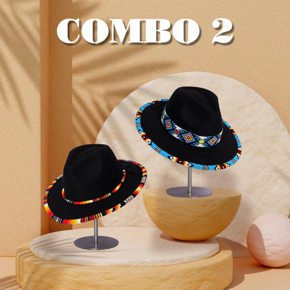 Payette Pattern Fedora Hatband For Men Women Beaded Brim With Native American Style