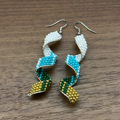 Sacred Spiral Handmade Beaded Drop Turquoise Earring