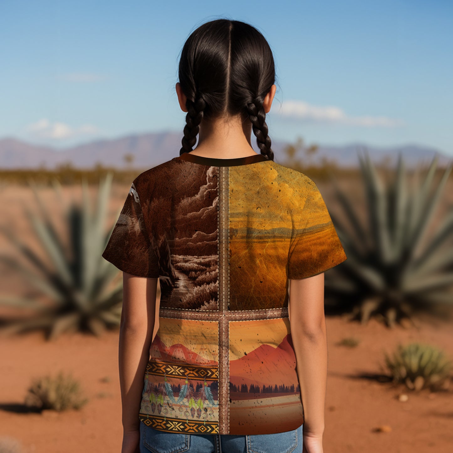 3D T-Shirt " Native Heritage – The Chief Spirit  in Red & Blue, Symbol of Freedom and Pride
