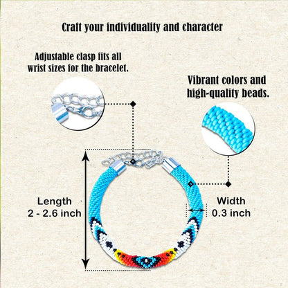 Women's Handmade Dark Blue Eye Beaded Bracelet