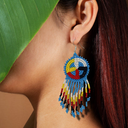 Turquoise Blue Fringe Earrings Beaded Handmade Earrings For Women