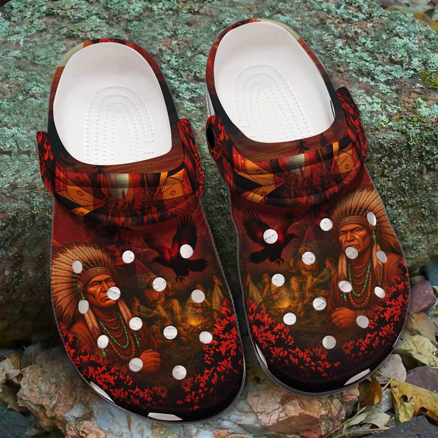 Clogs – Tribal Green, Galloping Horses & Dreamcatcher Motif
