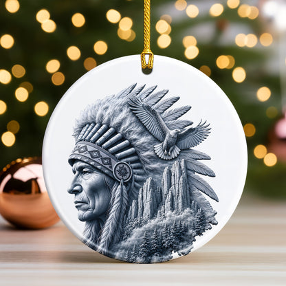 Keeper of the Mountain Eagle Native Christmas Ornament – Indigenous Heritage-Inspired Holiday Decor