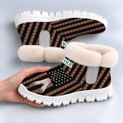 Personalized Snow Boots - Ethnic Stripes & Feather Pattern Great Gift Idea