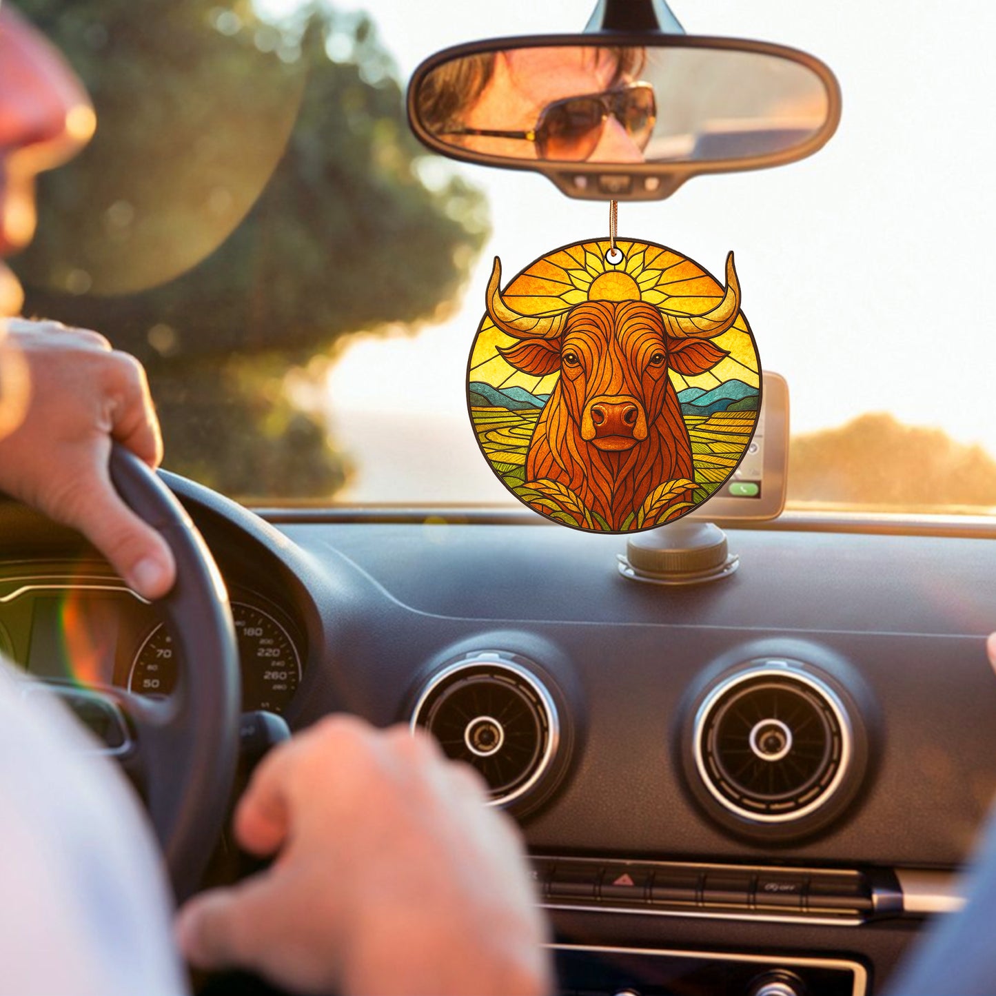 Sacred Buffalo Ornament Acrylic – Stained Glass Style Christmas Decor