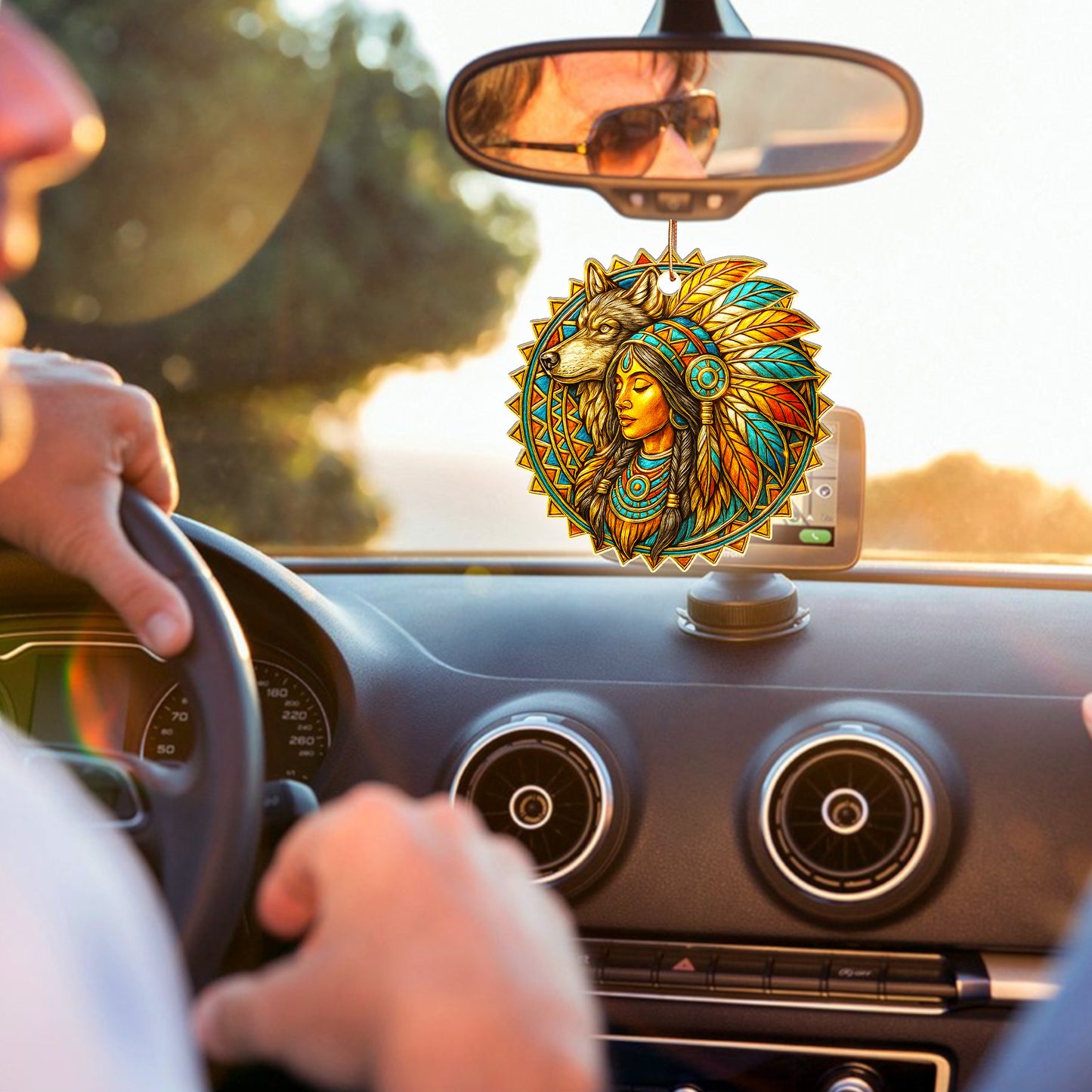 Spirit of the Wolf – Native Woman Ornament  Acrylic  Symbolizing Strength, Wisdom, and the Power of Connection