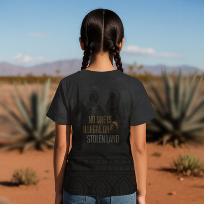 3D T-Shirt  "NO ONE IS ILLEGAL ON STOLEN LAND. WE WALK ON NATIVE LAND"
