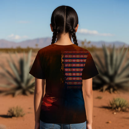 3D T-Shirt  "Native Heritage – The Chief Spirit in Red & Blue, Symbol of Freedom and Pride"