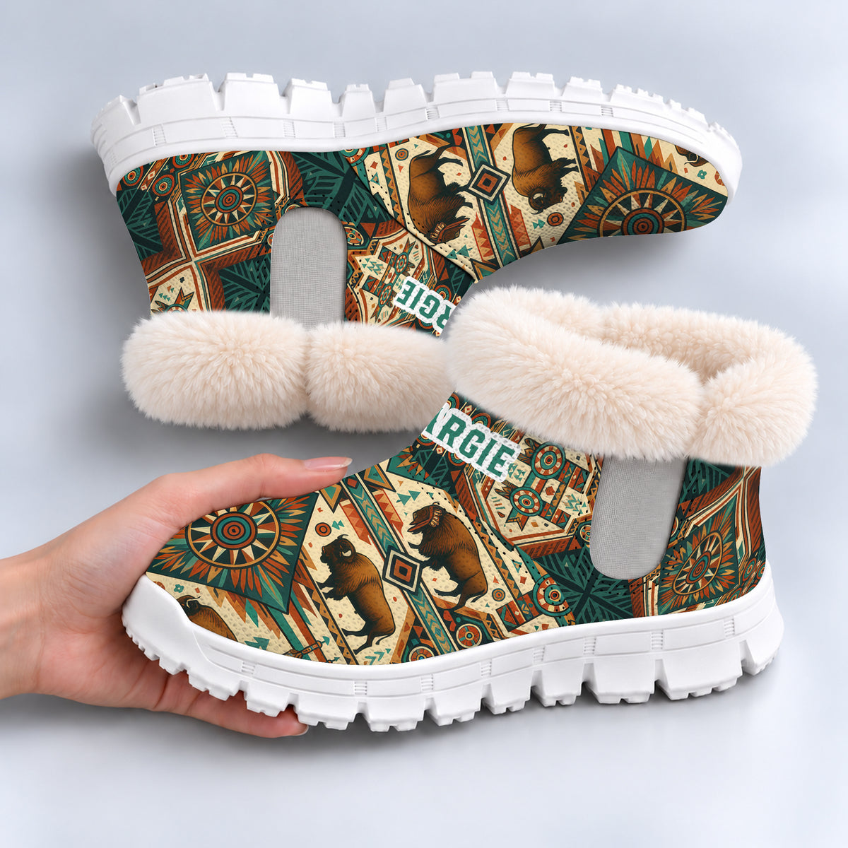 Personalized Snow Boots - Native Buffalo Patter Unique Family Gift for Loved Ones