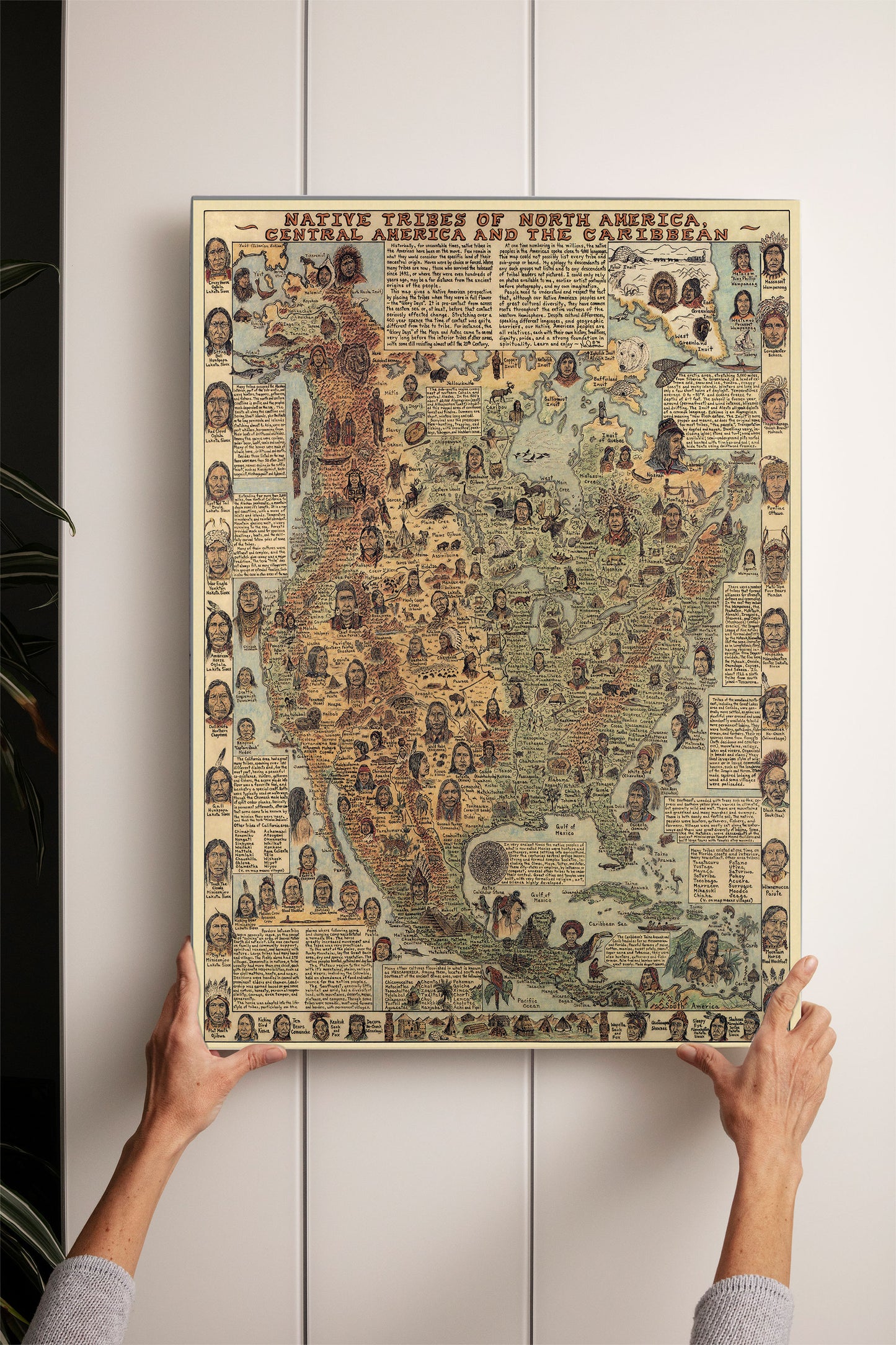 Native Tribes of North American central America and the Caribbean Maps Poster