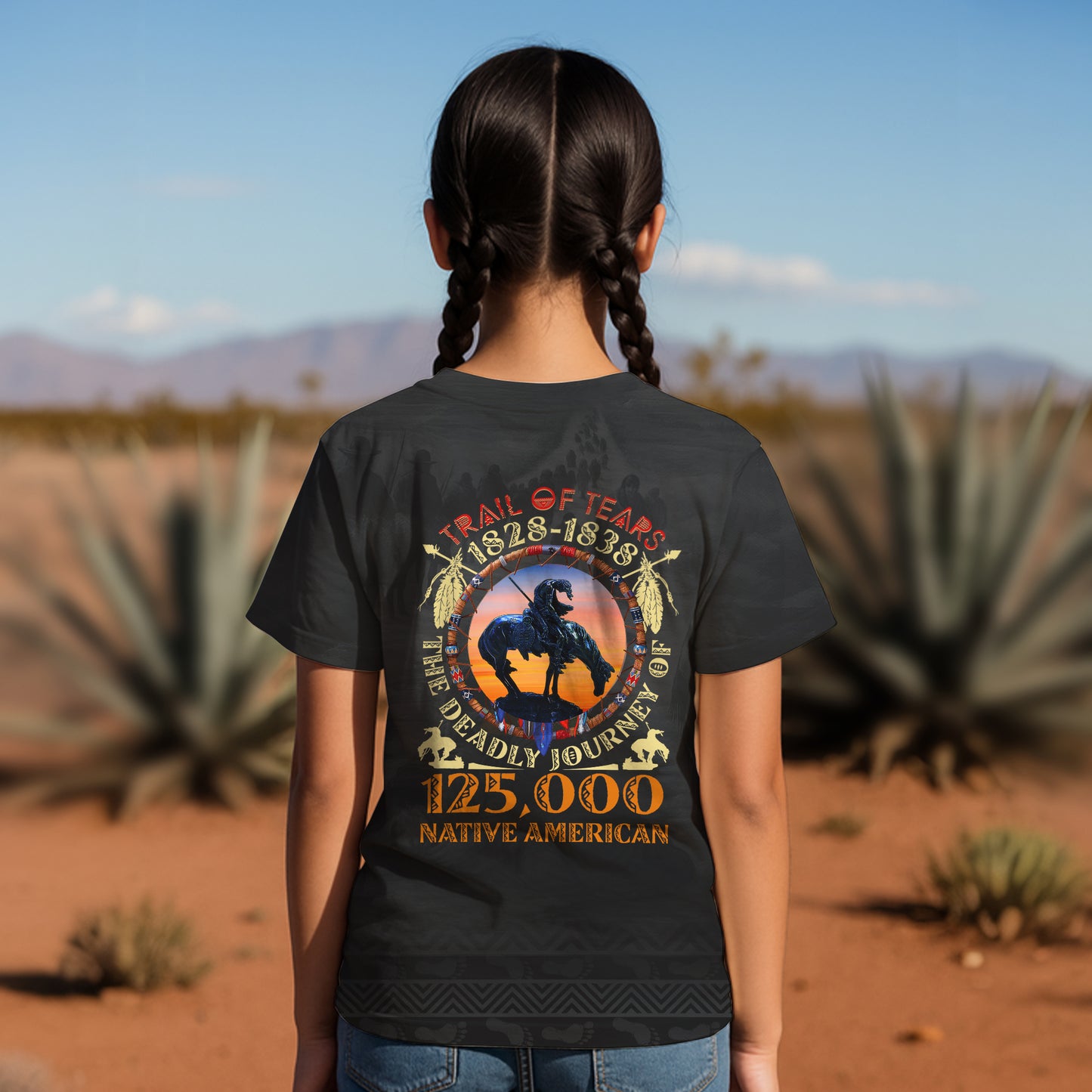 3D T-Shirt "Trail Of Tears 1828 - 1838 125000 Native American Shirt Man Ride Horse