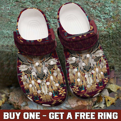 Clogs – Native Bull Skull Tribal Dreamcatcher Shoes, Unique Family Gift