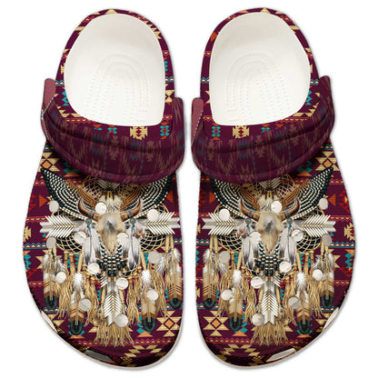 Clogs – Native Bull Skull Tribal Dreamcatcher Shoes, Unique Family Gift