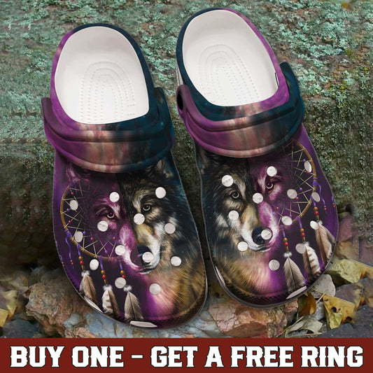 Clogs – Purple Blue Native Style Footwear, Unique Gift for Loved One