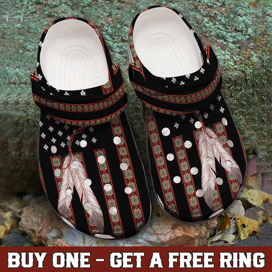 Clogs – Ethnic Stripes & Feather Pattern – Great Gift Idea